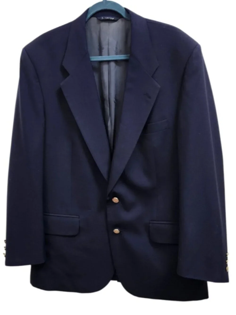 Burberrys Blazer Men Navy 100% Wool Gold Buttons Classic Sport Coat No Size Tag